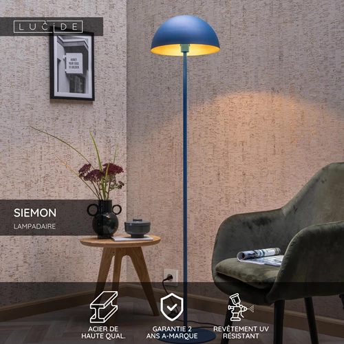 Lucide SIEMON - Lampadaire - Ø 35 cm - 1xE27 - Bleu - USP